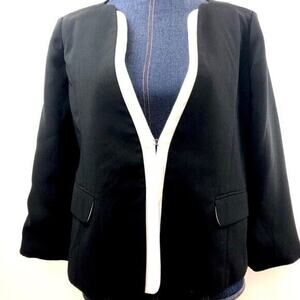 Kenneth Cole NY Blazer Black White Jacket Classy Career Wear Lightweight Med